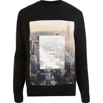 Black New York City print sweatshirt